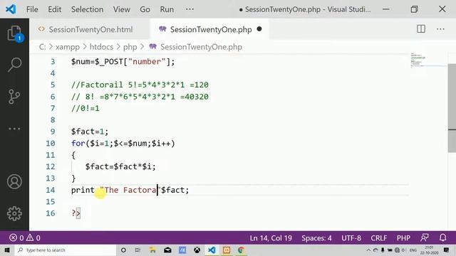 Learn PHP in Hindi | Factorial of number using for loop | Tutorial for Beginners | PHP @Session21st смотреть онлайн
