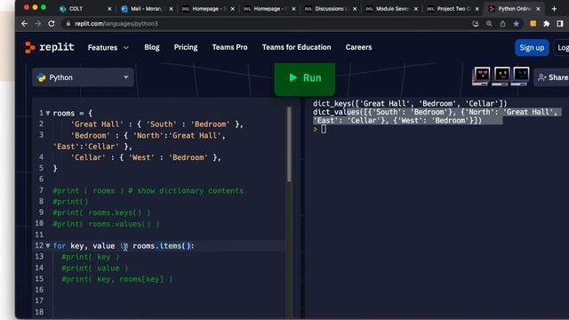 SHNU.edu, IT-140: Module 7, Python dictionaries and a game room movement example смотреть онлайн