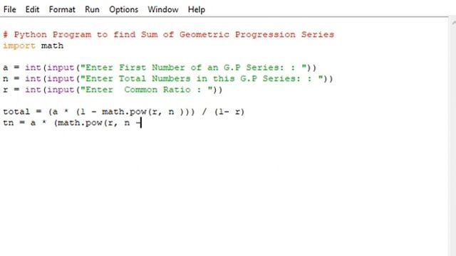 Python Program to find Sum of Geometric Progression Series смотреть онлайн