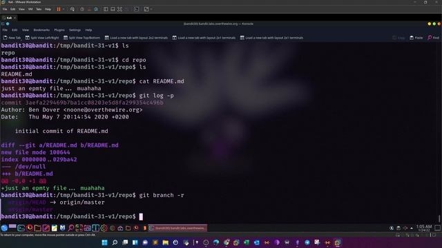 Linux Challenges Part 4 Level 28 - 34 | OverTheWire Bandit CTF смотреть онлайн