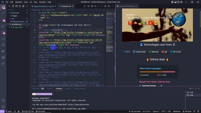 Cách tạo trang giới thiệu Git Hub chuyên nghiệp, đẹp bằng file readme.md #github #githubprofile #gi смотреть онлайн