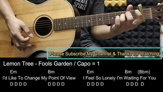 Lemon Tree - Fools Garden Guitar Tutorial Cover with Chords / Lyrics смотреть онлайн