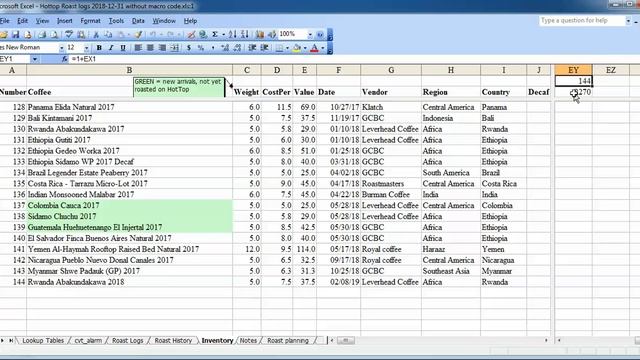 Hottop roast logs Excel file 12 31 2018 смотреть онлайн