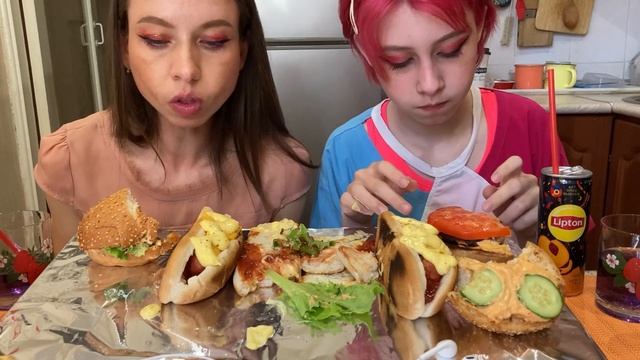 МУКБАНГ?ДОМАШНИЙ ФАСТ ФУД/ЧИЗБУРГЕР/?ХОТ-ДОГ/УРА!КАНИКУЛЫ/MUKBANG HOMEMADE FAST FOOD/CHEESEBURGER