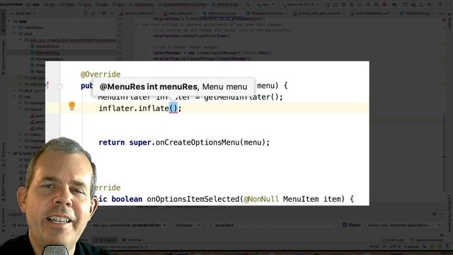 RecyclerView Android 08 Options menu onCreateOptionsMenu onOptionsItemSelected inflator смотреть онлайн