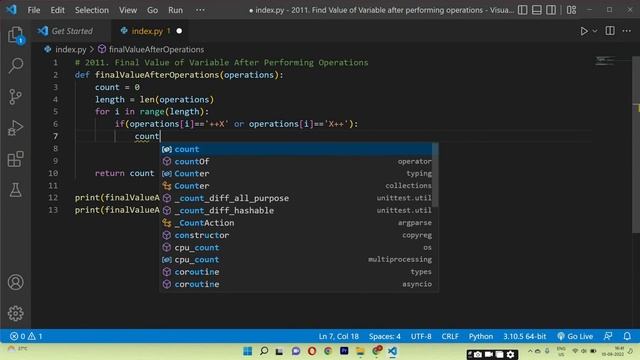 2011. Final Value of Variable After Performing Operations with Python | Leetcode with python#youtub смотреть онлайн