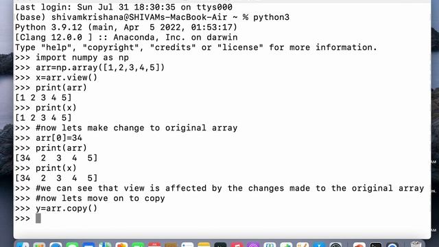 Python NumPy Tutorial For Beginners - NumPy Array Copy vs View смотреть онлайн