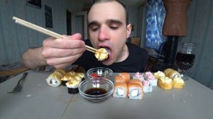 МУКБАНГ АСМР РОЛЛЫ 1 КГ / ОГРОМНЫЙ СЕТ / ОБЖОР / ВКУСНО / EATING ASMR Mukbang #659