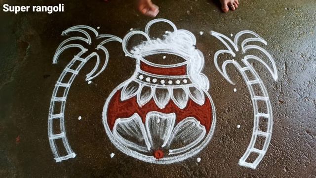Pongal2023easy paanai kolam|5*5 sankaranti chukala muggulu|bhogi Kundalu muggulu|Thai Super rangoli смотреть онлайн