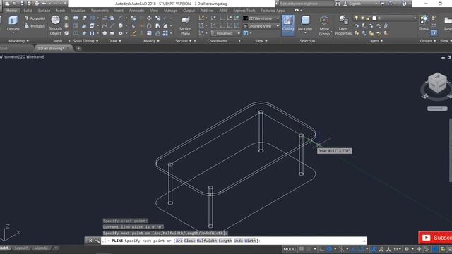 Autocad 3D dining table Design Glass Tutorial смотреть онлайн