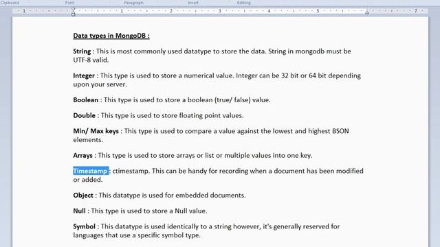 DATA TYPES IN MONGO DB смотреть онлайн