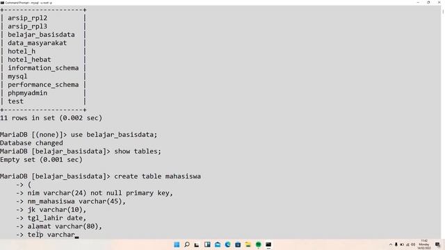 Struktur Bahasa SQL : Membuat table di database MySQL смотреть онлайн