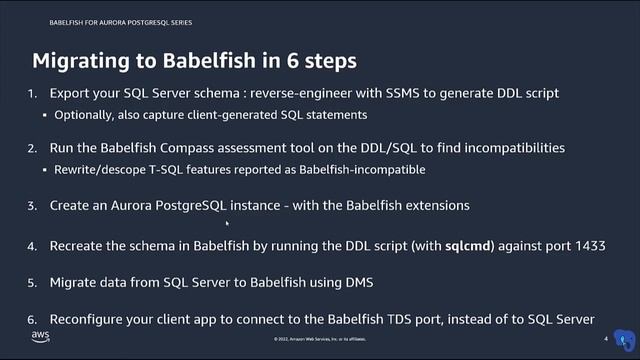 Introduction to Babelfish for Aurora PostgreSQL | Amazon Web Services смотреть онлайн