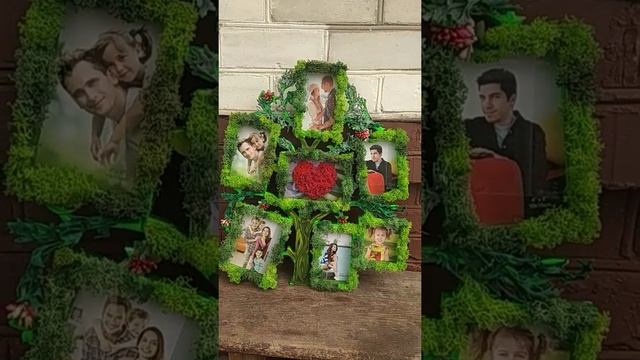 Декоративная рамка для фотографий, украшенная стабилизированным мхом смотреть онлайн