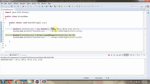 How to use copyOfRange(double[] original, int from, int to) method of Java.util.Arrays Class? смотреть онлайн