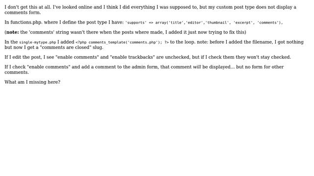 Wordpress: Comments not enabled for custom post types смотреть онлайн