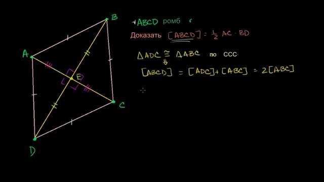 Площадь ромба половина произведения его диагоналей смотреть онлайн