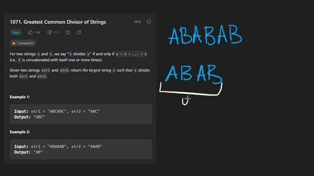 Greatest Common Divisor of Strings - Leetcode 1071 - Python смотреть онлайн