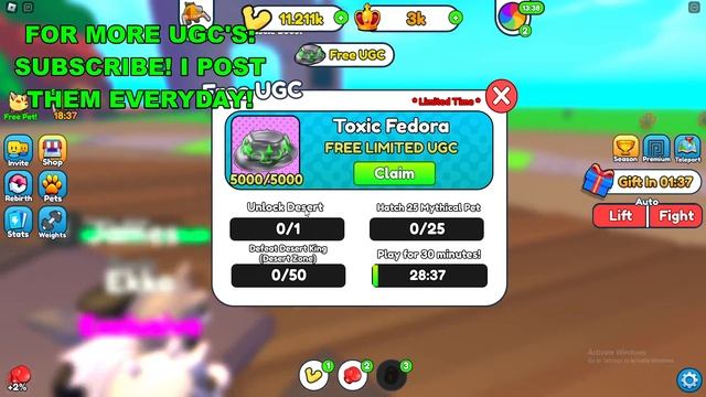 How To Get Toxic Fedora in Strong Muscle Simulator X (ROBLOX FREE LIMITED UGC ITEMS) смотреть онлайн