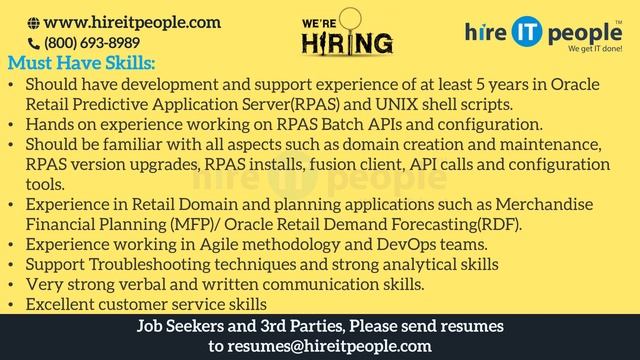 Oracle Industry Solutions Jobs | RPAS ALL Jobs | SEATTLE, WA | Job ID 32117 | смотреть онлайн