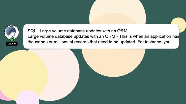 SQL : Large volume database updates with an ORM смотреть онлайн
