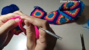 Домашние тапочки следки носочки из квадратных мотивов крючком.mp4