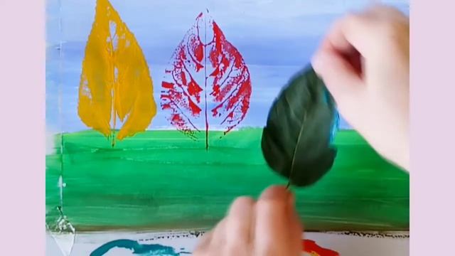 Креативный рисунок отпечатками листьев смотреть онлайн