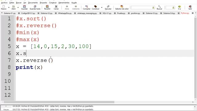 Python #10 - Manejo Especial De Listas : sort - reverse - min - max смотреть онлайн