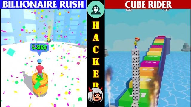 NOOBvsPROvsHACKERvsGOD in Billionaire Rush vs Cube Rider - Which game do you like? смотреть онлайн