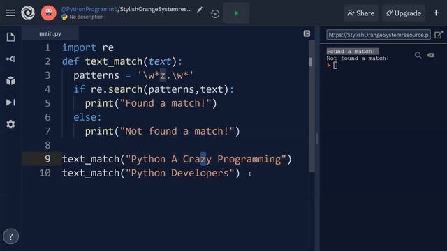 Python program for Matching strings containing z смотреть онлайн