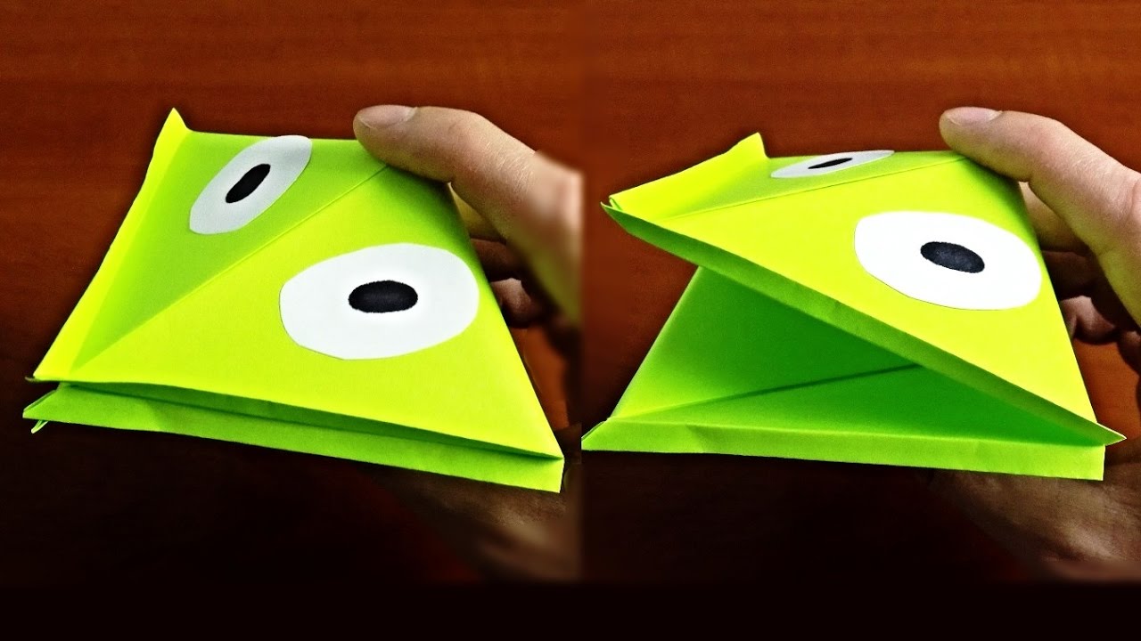 Квакающая лягушка из бумаги - Подвижные оригами Paper frog смотреть онлайн