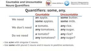 Видеоурок по теме: Countable and Uncountable Nouns Quantifiers.