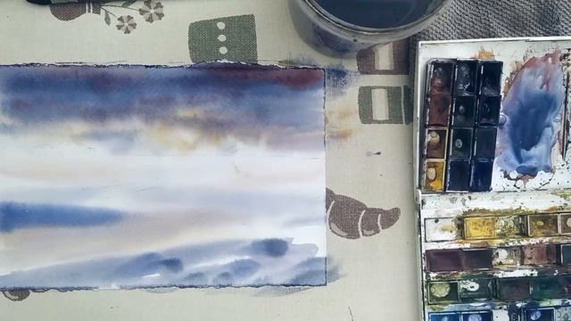 Акварель по-сырому ПЕЙЗАЖ смотреть онлайн