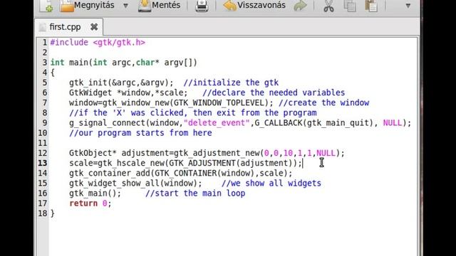 GTK+ tutorial 12 - adjustment and scale смотреть онлайн