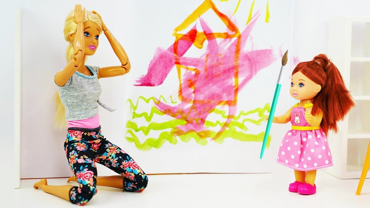 Барби и Кен делают ремонт - Штеффи рисует на обоях! Куклы и игрушки в новом видео для девочек смотреть онлайн