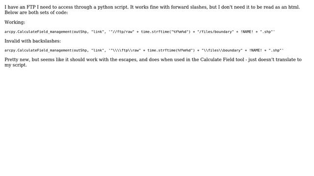 GIS: Calculate Field throws an error when parsing python with backslashes смотреть онлайн