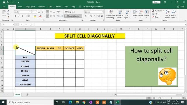 How to split cells diagonally in MS Excel смотреть онлайн