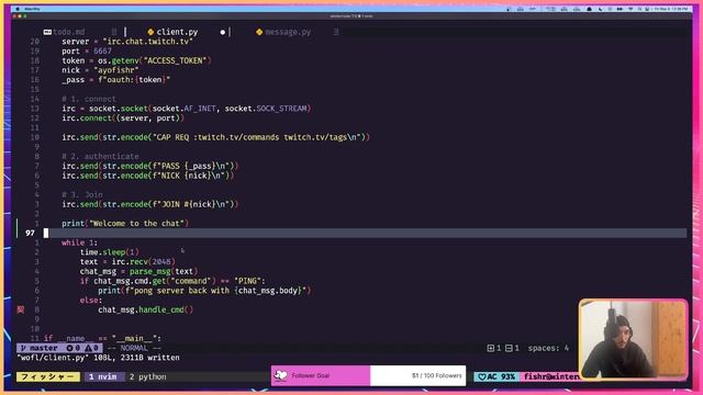 Building a CLI Twitch chat client in Python - Day 3 смотреть онлайн