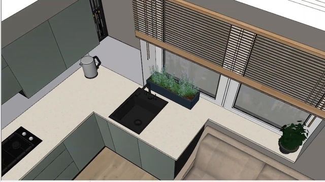 Кухня 8 кв.м с функцией гостиной (вариант светлой отделки) смотреть онлайн