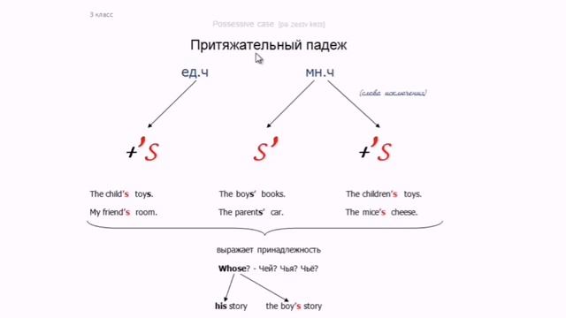 Притяжательный падеж существительного в английском для начинающих. Правила образования Часть 1 смотреть онлайн