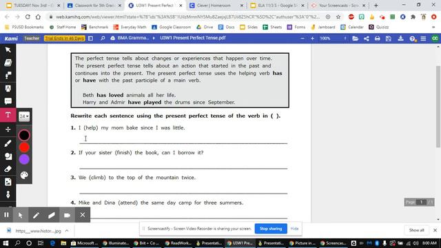 11/3 Present Perfect Tense Worksheet смотреть онлайн
