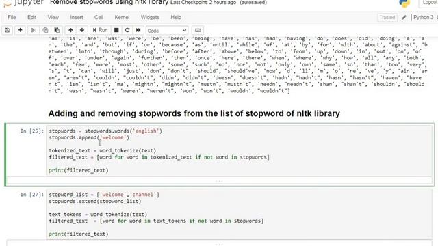 Remove stopwords using nltk library clearly explained in python | jupyter notebook смотреть онлайн