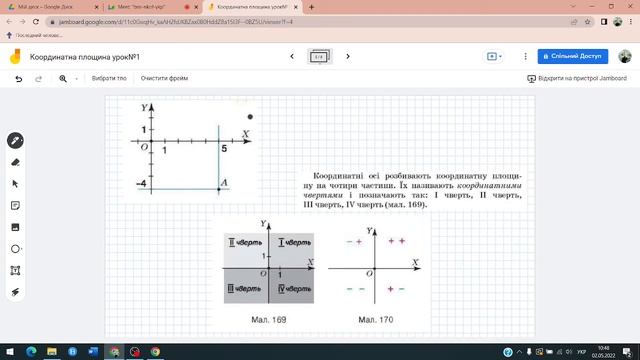 Координатна площина. Прямокутна система координат. 6 клас Математика