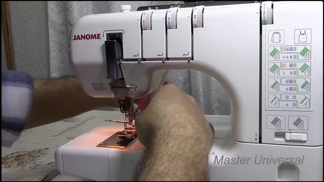 Janome Cover Pro 2. Обрыв нити в середине строчки. Видео №37.