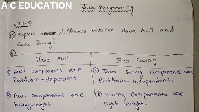 DIFFERENCE BETWEEN JAVA AWT AND JAVA SWING | JP | JNTU | B TECH - CSE | A C EDUCATION #22 смотреть онлайн