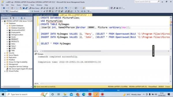 HOW TO INSERT IMAGE IN  MICROSOFT SQL SERVER  DATABASE USING SQL QUERY IN SSMS