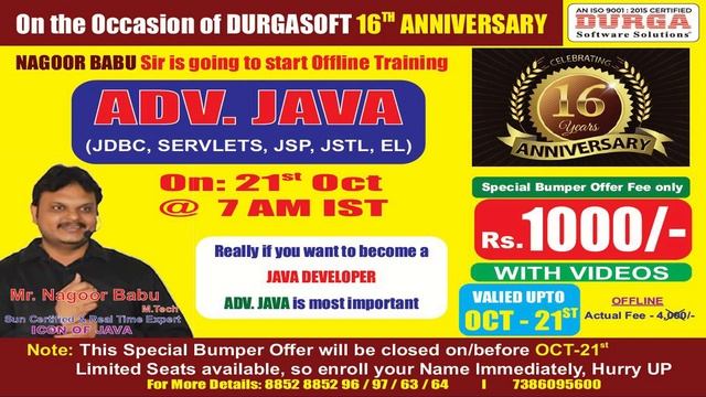 ADV. JAVA Offline Training @ DURGASOFT смотреть онлайн