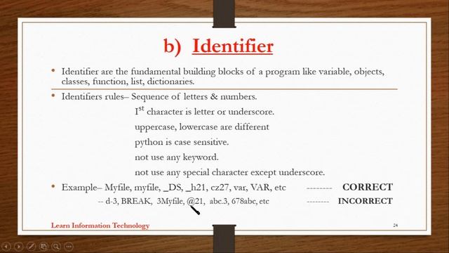 tokens types in Python || identifier rules || keywords || literals || operator and their types смотреть онлайн
