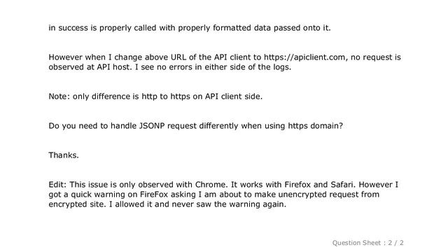 jQuery : JSONP request fails when https is used instead of http смотреть онлайн