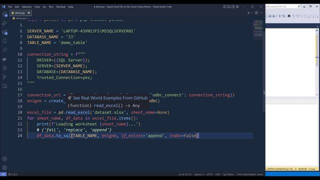 Upload Excel File Data To MS SQL Server Using Python (Source Code In Description) смотреть онлайн